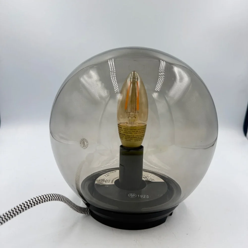 IKEA FADO Smoke Gray Glass Globe Table Lamp Discontinued Color MCM Style